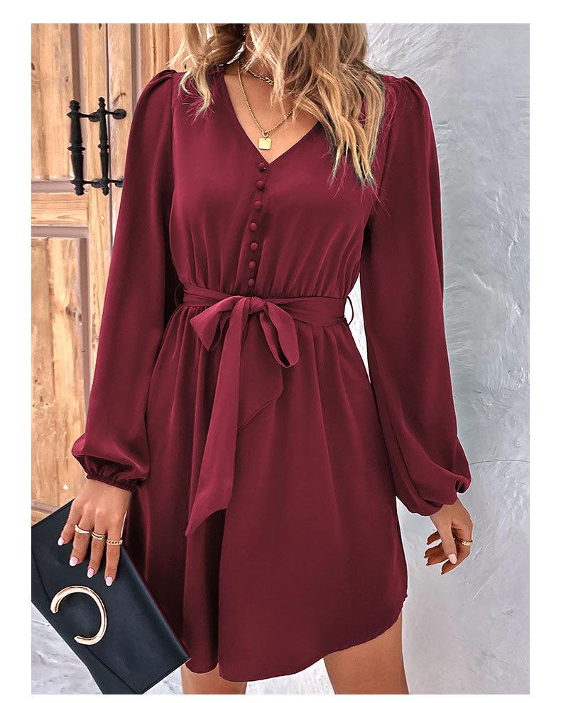 Robe 2025 Printemps Femme Manches Bouffantes à Lacets – Style Européen & Américain