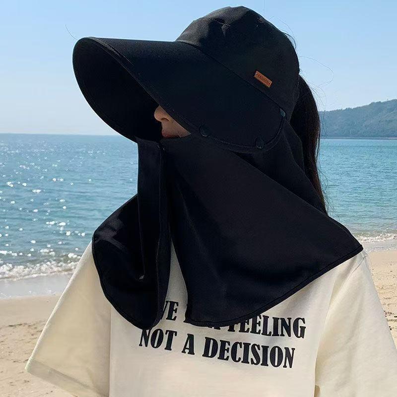 Women Anti UV Sunshade Shawl Cap Detachable Wide Brim Visor For Outdoor Sports Beach Travel Accessory