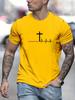 Summer Men's Loose T-shirt 100% Cotton Comfortable Fashion Cross Print Slim Casual Sports Round Neck Short-sleeved T-shirt Top