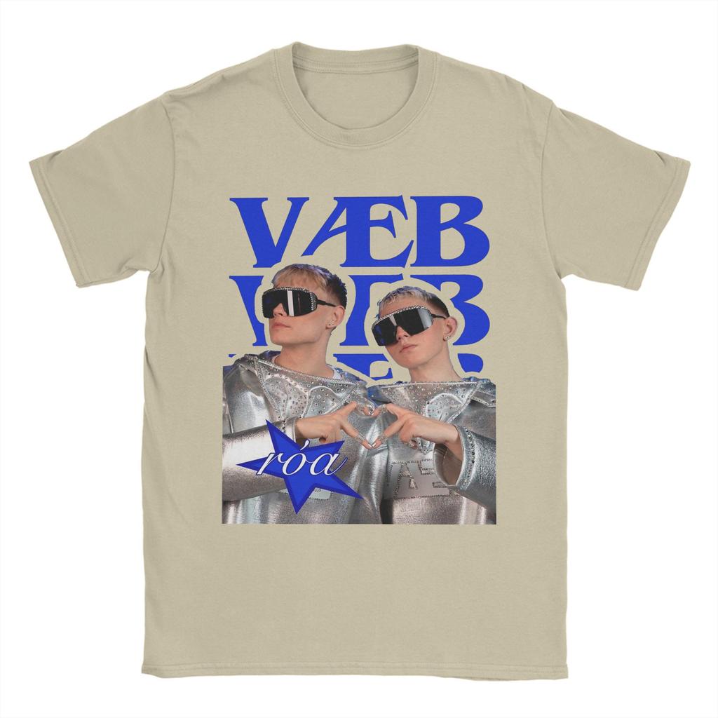 Men's Vaeb Róa VÆB ROA Eurovisions 2025 T Shirt Cotton Tops Vintage Short Sleeve Round Neck Tees New Arrival T-Shirt