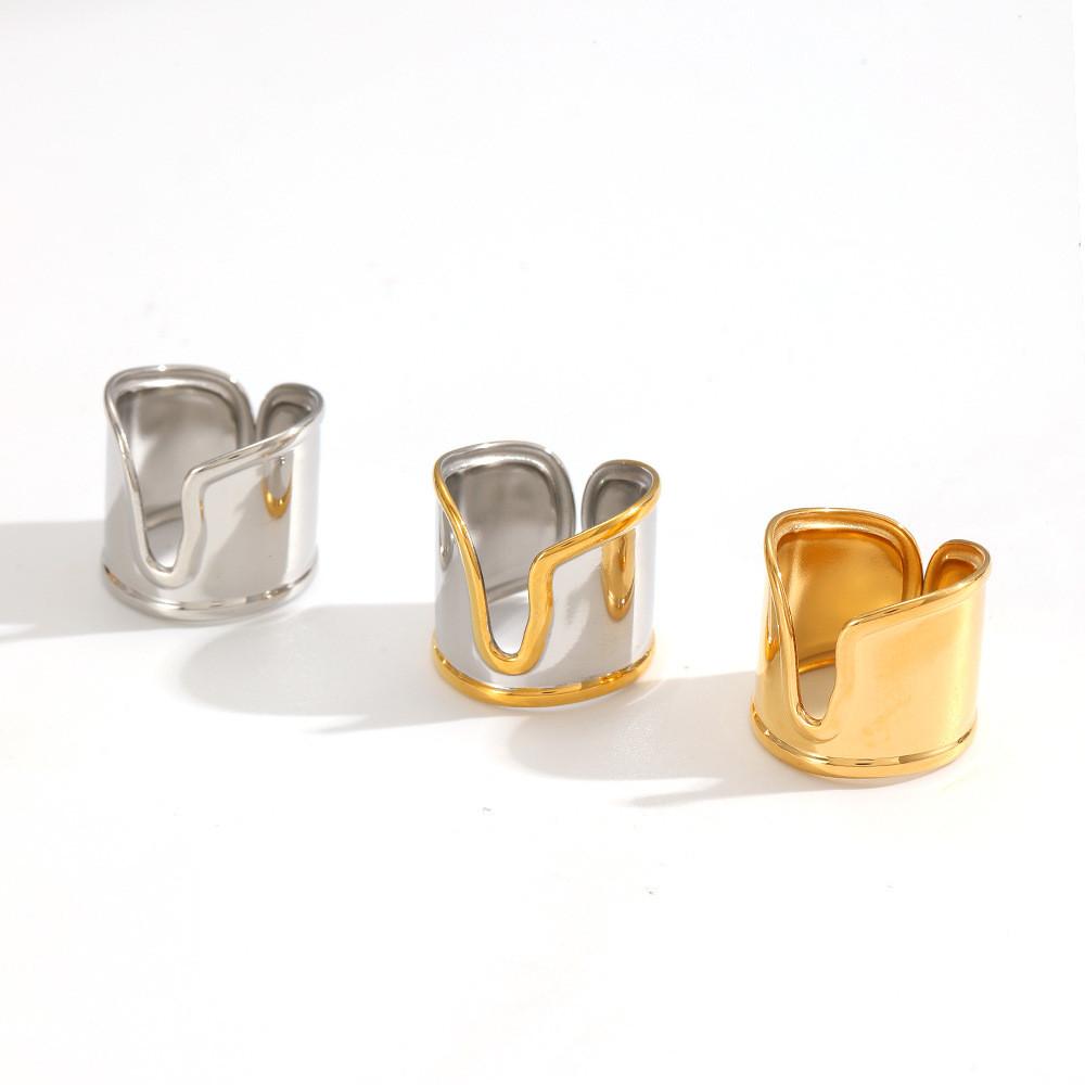 Summer Trend Titanium Steel Ring With Unique Shape And Gold Finish For Women And Men