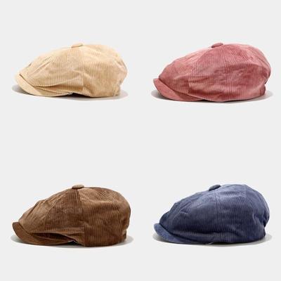 Korean Version Corduroy Octagonal Hat Female Literature Style Painter Multi Color Fashion Women Hats Accessories