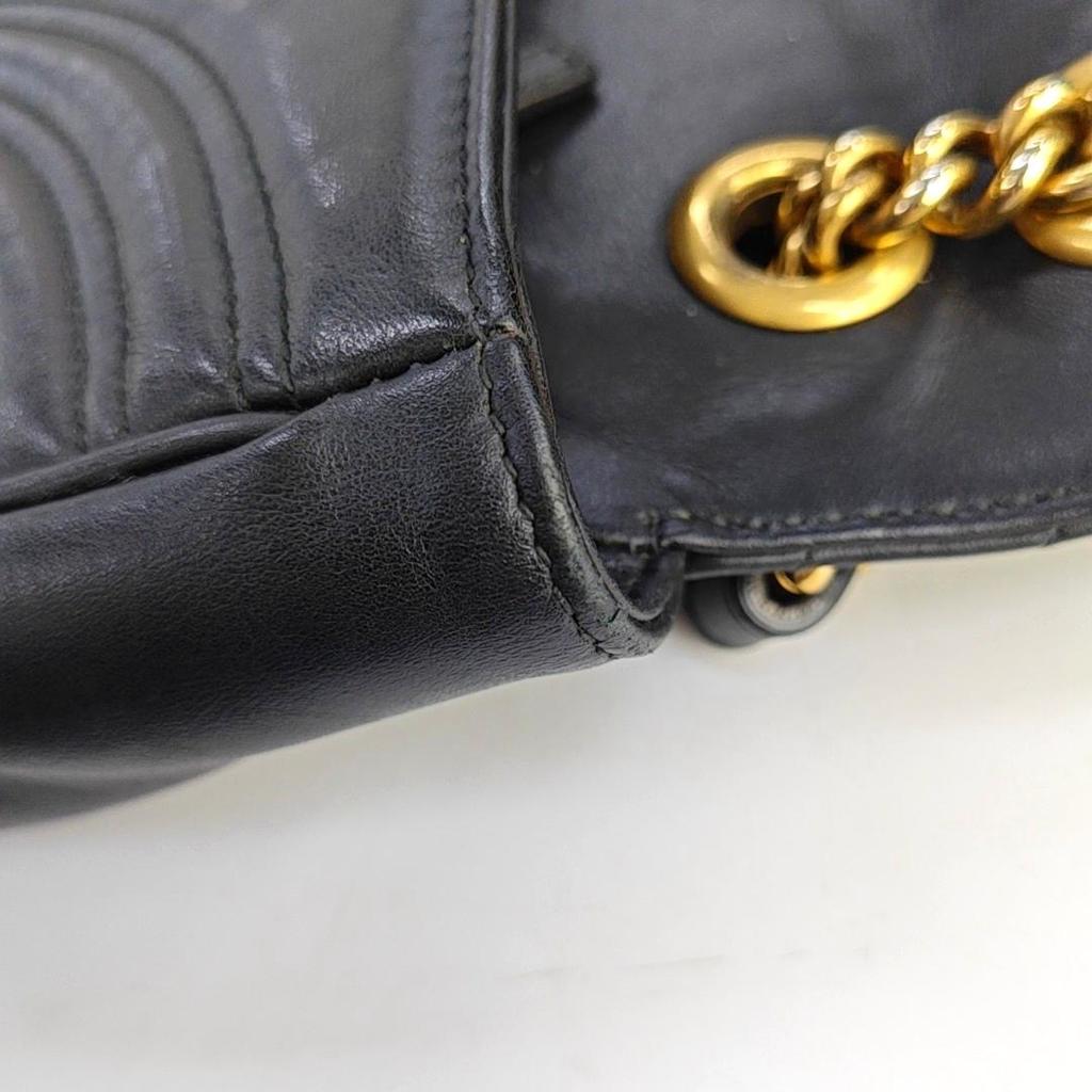 [Pre-Owned] Gucci GG Marmont Small Matelassé Shoulder Bag 'Black' - Good #YYN34G