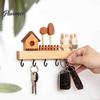 Modern Wood Wall Hanger Wooden Key Holder with 6 Hooks, Decorative Entryway Organizer Mounted Tool Rack, Easy Mount Installation for Home Office