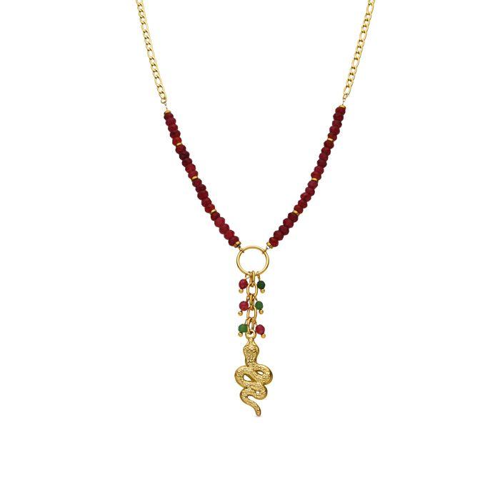 Collier Luxenter Avec Cristal Rouge Finition or 18k - Edrak