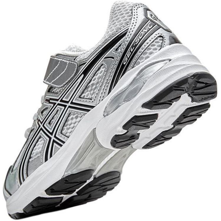 Asics Kids Sonic Comfortable Soft Low-Top Running Shoes Kids sneaker Silver White Black 1014A386-100