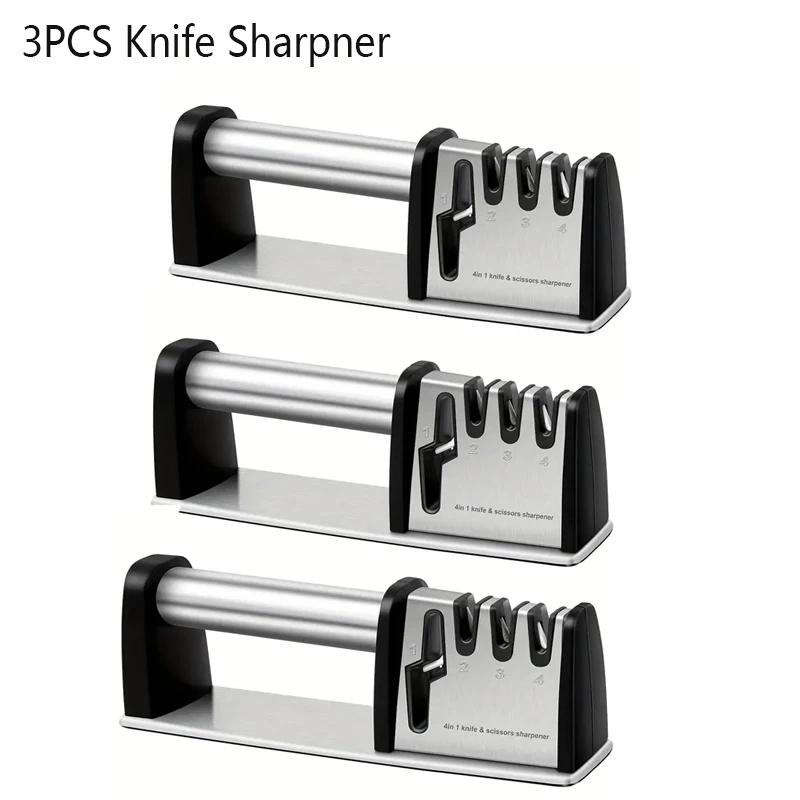 Knife Sharpeners 4 in 1 Kitchen Area Blade and Scissors Sharpening Tool Powerful Professional Kitchen Manual Knife Sharpener for Home