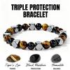 0.31 Inch Natural Stone Beaded Bracelet for Men, Tiger Eye Hematite Punk Protective Bracelet