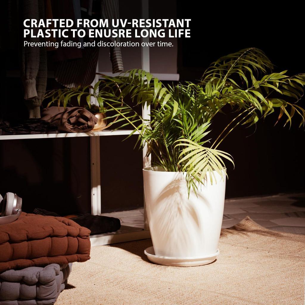 Blossom 12 Inch Solid White Flower Pot| Lightweight & Durable for Indoor/Outdoor | for Big Size Plants/Flower | Flower Pot for Living Room