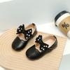 Children Mary Janes Beading Ribbon Black Beige Girl's Princess Shoes Shallow Flexiable Elegant Fashion Kids Flat Shoe 21-30