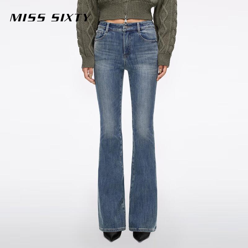 MISS SIXTY Women's Vintage Wash Slimming Flare Jeans