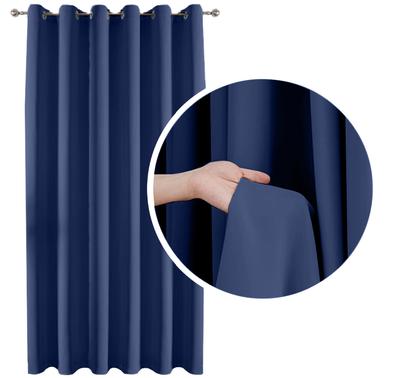 90% Thick Blackout Curtain With Rings And Grommets, Navy Blue 140X250