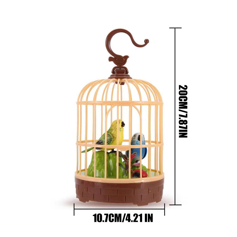 Voice Activated Induction Birds Birdcage Toy Talking Chirping Fluttering Parrot Birds Toys Gifts Simulation Bird Cage Fake Bird