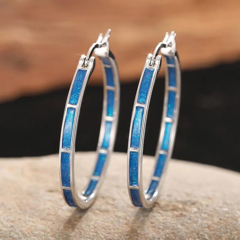 Exaggerated Classic Trendy Accessories For Attending Banquets, European And American Blue Handmade Enamel Earrings