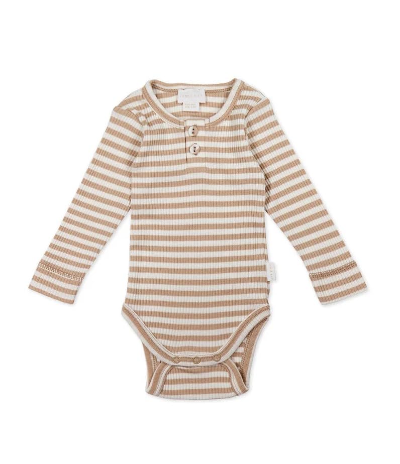 OC Border Long Sleeve Bodysuit JBCO251168 Baby BEG 60 [Jamie Kay]