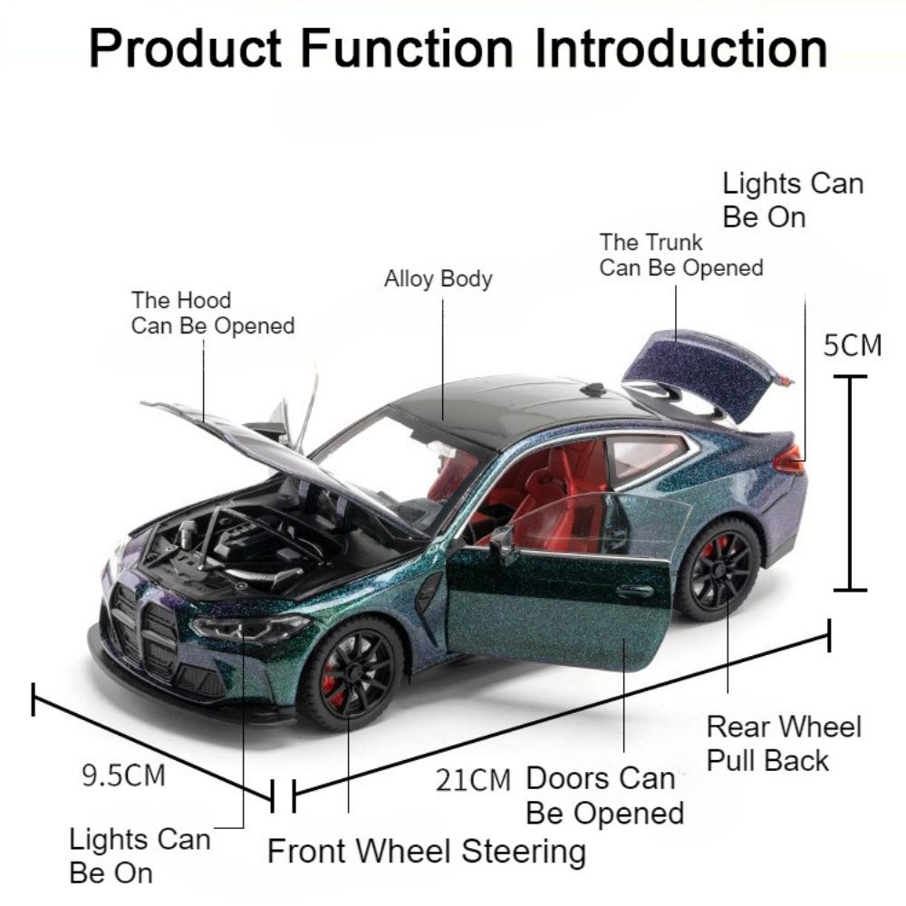 1:24 Scale 530LI M4 Alloy Model Car Toy Metal Body Rubber Tires High Simulation Sports Cars Models for Kids Decorative Item