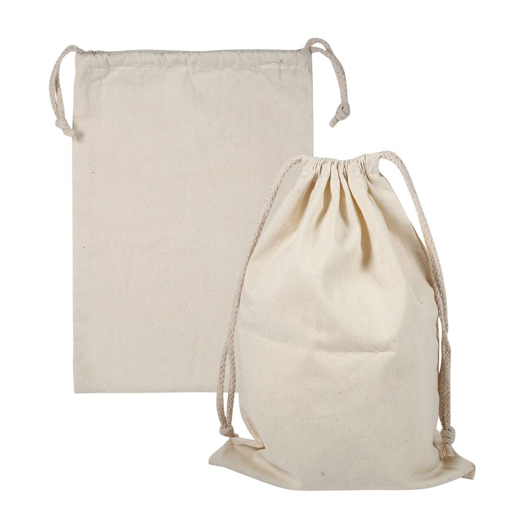 2PCS Household Plain Cotton Storage Bag with Drawstring Laundry Sack Stuff Bag for Travel Home Use