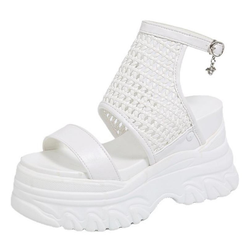 Platform sandals women's new summer small height increase fashion knitting not tired feet muffin sandals women