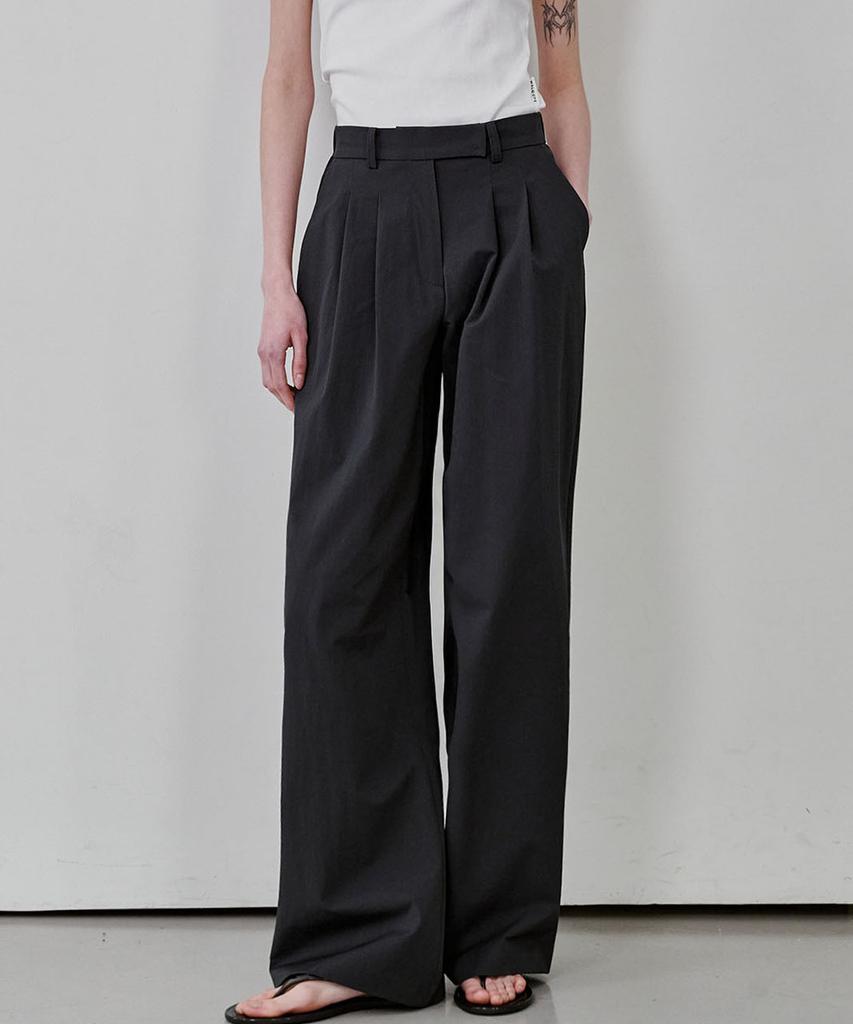 MALOUPE 2176 Nylon Double-Pleat Pants (Dark Gray)