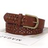 Women S Vintage Belt Hollow Flower Rivet Decorative Belt For Jeans Dress Dual Color