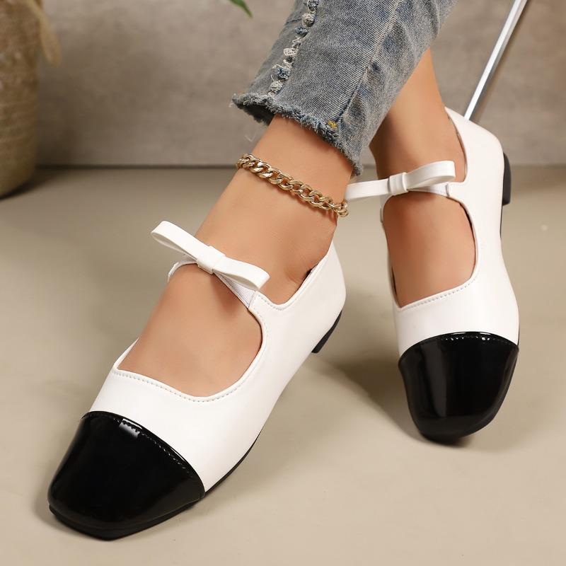 Color-blocked Bow Beanie Shoes 2025 Autumn New Flat Plus Size Comfortable Single Shoe Women
