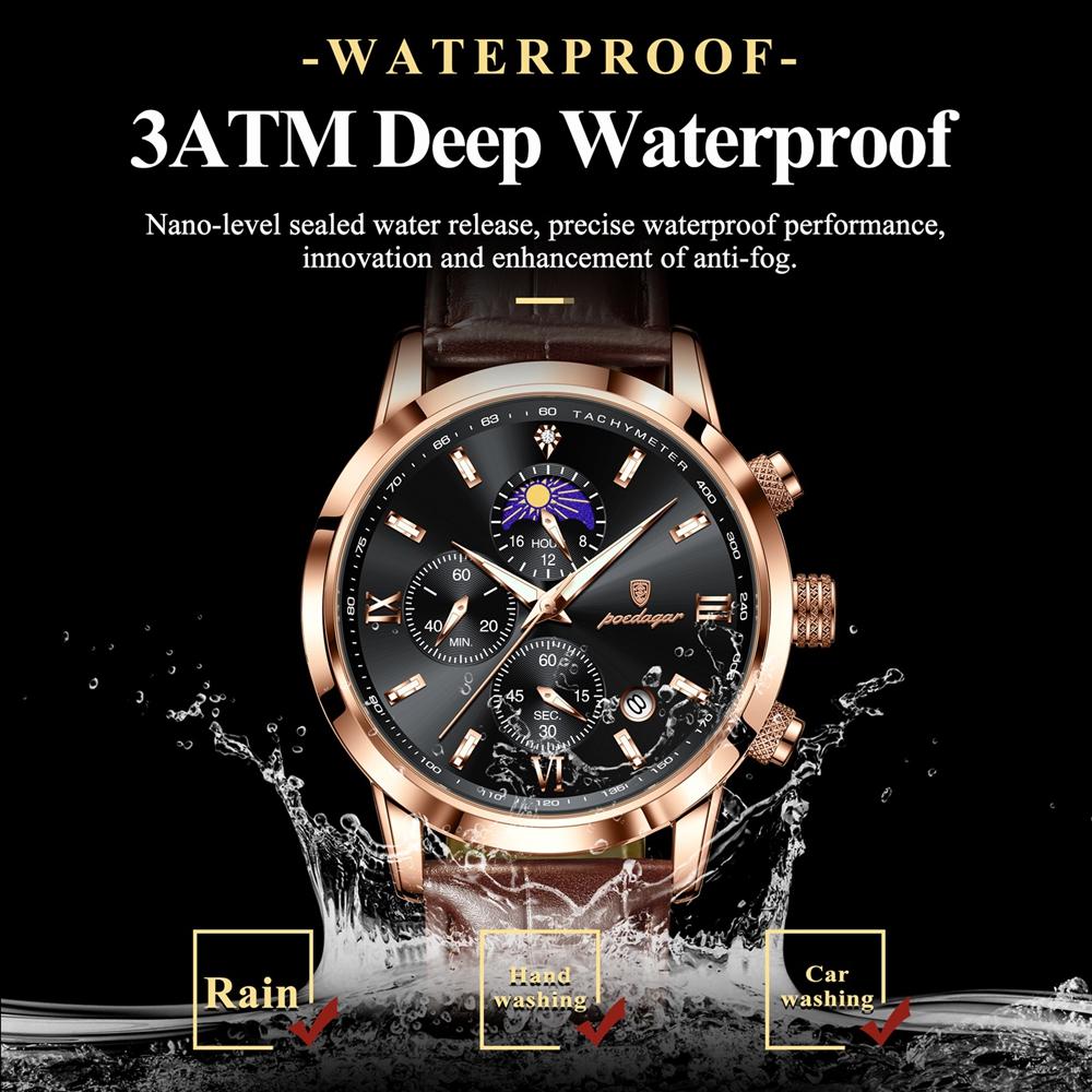 Luxury Sports Watch For Men Waterproof Luminous Date Chronograph Man Wristwatch Leather Quartz Men's Watches