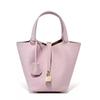 Leather vegetable basket women's bag bucket bag large-capacity handbag first layer cowhide leather women's bag