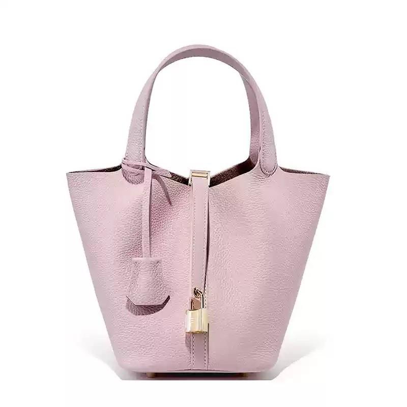 Leather vegetable basket women's bag bucket bag large-capacity handbag first layer cowhide leather women's bag