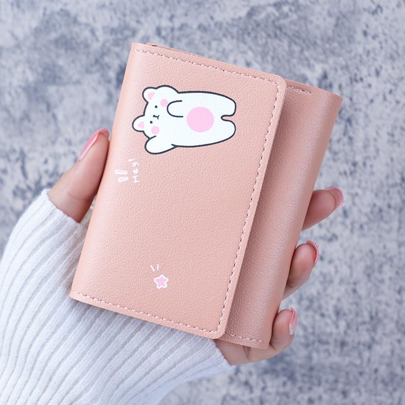Korean Style Cute Tri-fold Wallet for Women - Short, Printed, Multi-Card Coin Purse