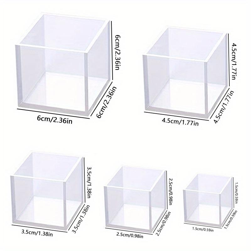 5pz Stampo Grande Quadrato Profondo in Resina Silicone, Stampo per Colata in Resina Epossidica Fai da Te Scatola Set Stampo in Silicone, Stampo in Silicone Trasparente a Cubo per Colata di Resina