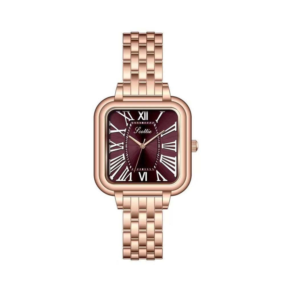 Square Small Square Watch Women'S Watch Simple Roman Stainless Steel Belt Exquisite Niche Light Luxury Women'S Watch