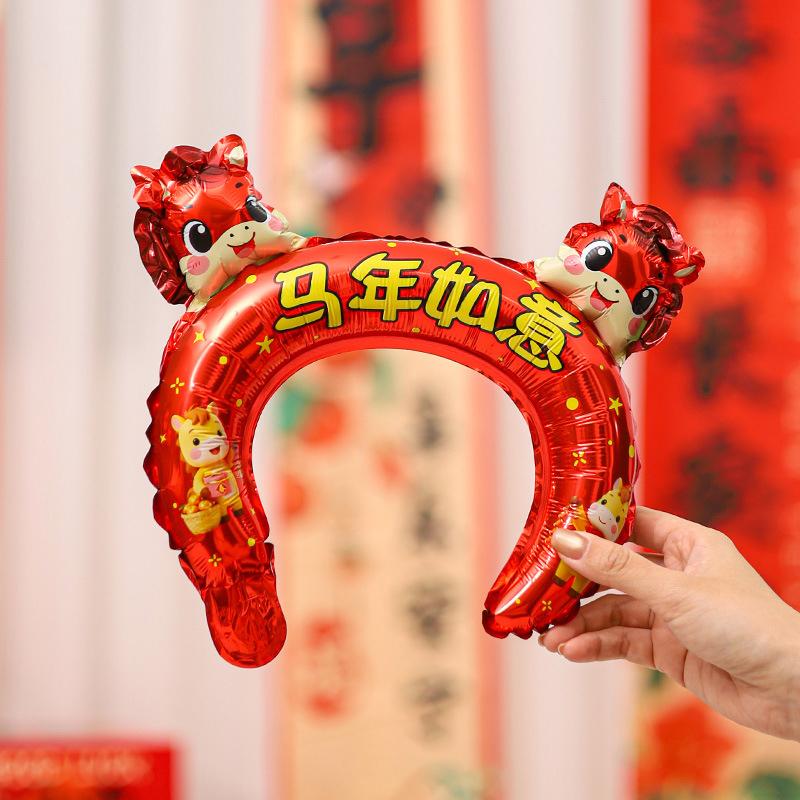 10Pcs 2026 Year Of The Horse Balloon Hair Cards Headwear New Year Party Hair Accessories Cross Year Celebration Decor Supplies