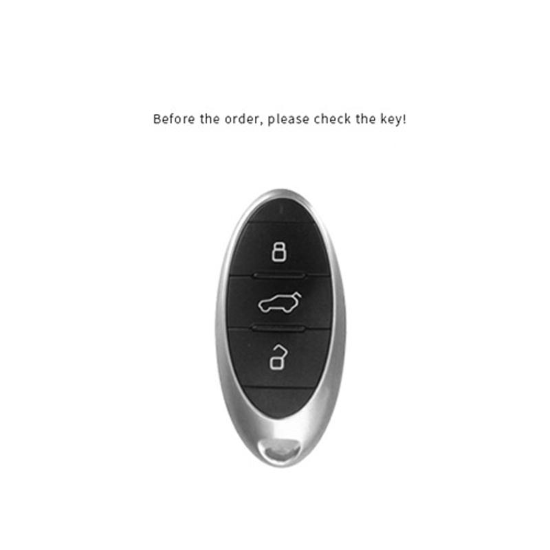 3 Bottons Genuine Leather Auto Key Fob Cover Case Fit For Faw Bestune T77 T33 T99 T77Pro B70 Buckle T55 Premium Grade Auto Interior Accessory