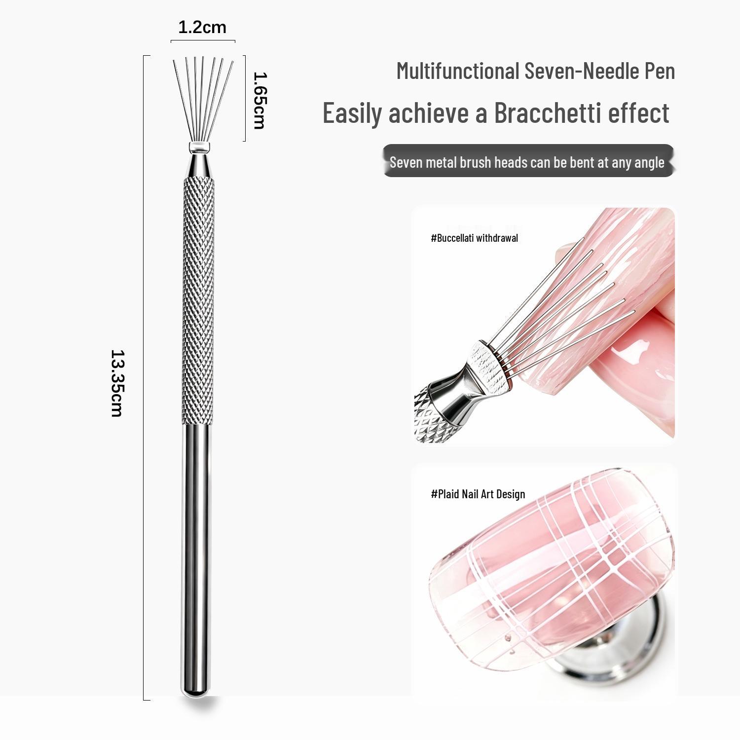 Multi-functional 7-Needle Nail Art Pen with Bendable Stainless Steel Handle Multi-functional Seven-needle Pen