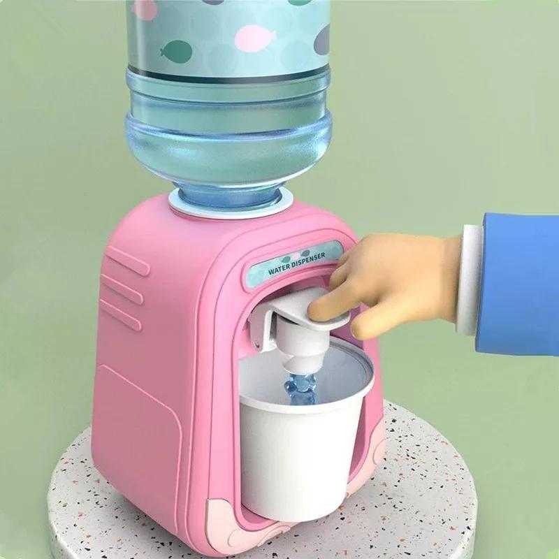 Mini Water Dispenser for Children Kids Gift Cute Cold/Warm Water Juice Milk Drinking Fountain Simulation Cartoon Pig Kitchen Toy
