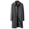 Abrigo de Lana para Hombre Otoño e Invierno Largo Mediana Edad y Jóvenes Negocios Despegue Forro de Plumón Gabardina de Lana de Doble Cara