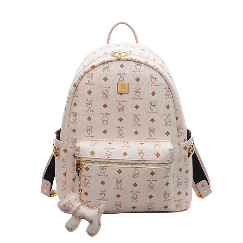 New backpack women's bag cartoon bear backpack large capacity commuter backpack wide shoulder strap travel schoolbag