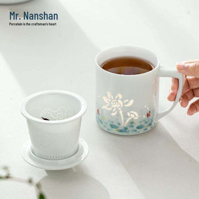 Hand-Painted Jade Lotus Ceramic Tea & Coffee Mug