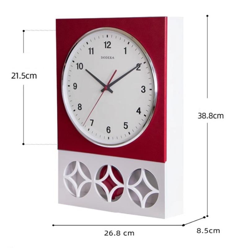 

Slient Wall Clock Rectangular Pendulum Clock Retro Classical Aesthetic Wall Clocks Living Room Decorative Furniture Accessories червоний
