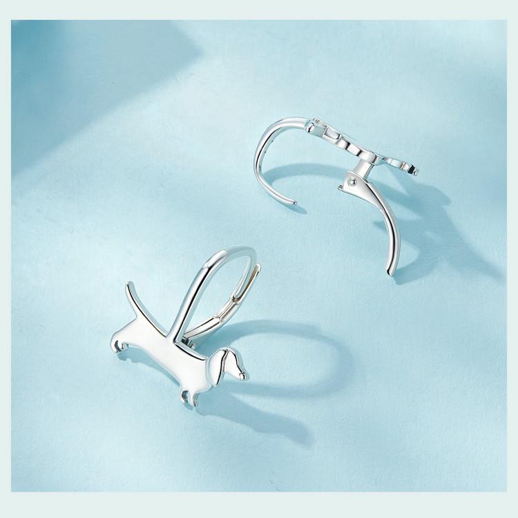 Yinziyun Dachshund Ear Cuffs: Cute S925 Sterling Silver Earrings for Women