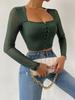 European and American slim-fit short top single-breasted lace sexy slim-fit long-sleeved bottoming shirt for women