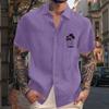 Men'S Casual Loose Short Sleeved Printed Shirt With Fashionable Lapel Top