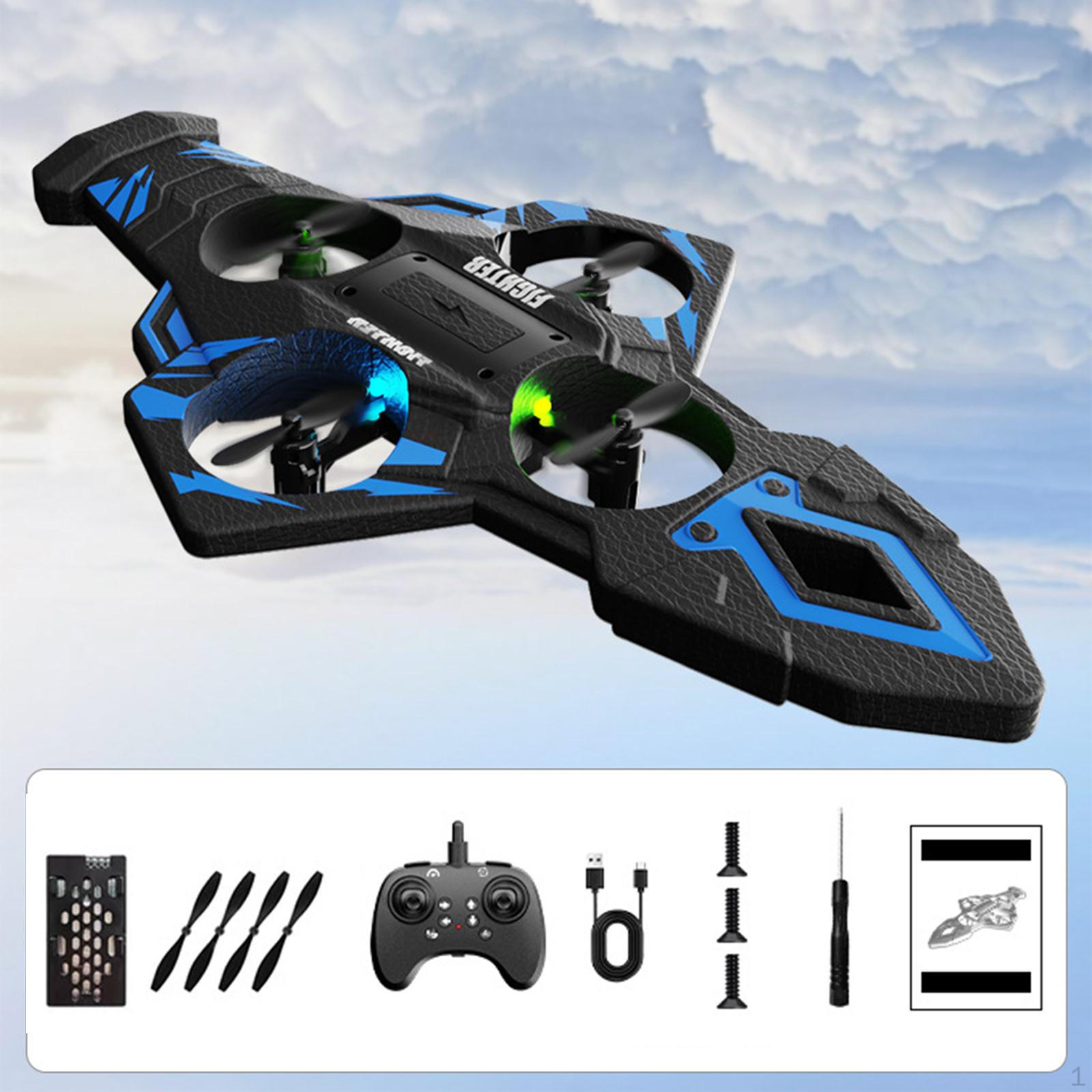 

Foam Aircraft Hobby Glider 2.4GHz Anti Falling Flip RC Boys Gifts Blue and Black