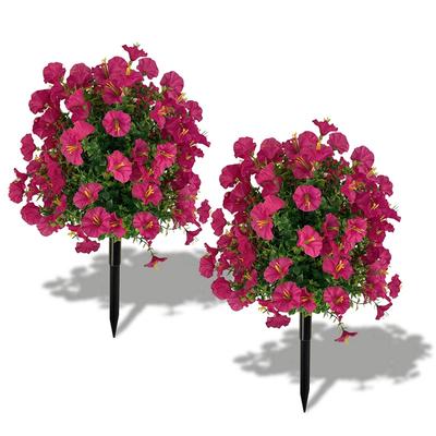 Outdoor Ball Plants Artificial Potted Plants with Morning Glory Flowers And Eucalyptus Leaves Farmhouse Flower Shrubs