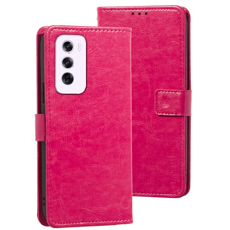 For Oppo Reno12 5G (Global) Stand Case Crazy Horse Texture Leather Phone Cover