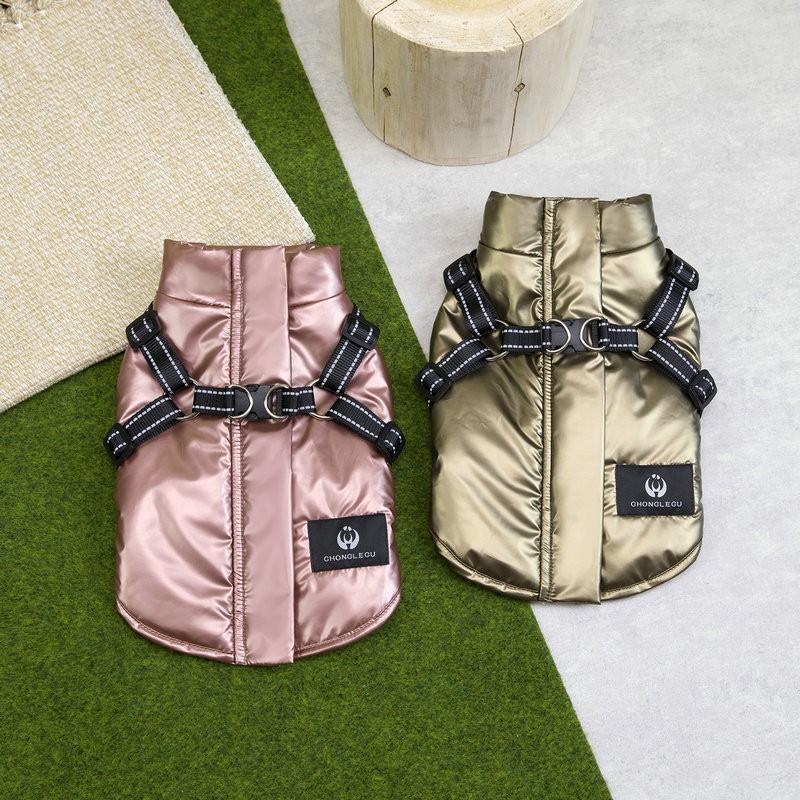 Pet Winter Vest Dogs Waterproof Padded Chest-Back Design Reflective Stripes Casual Wear