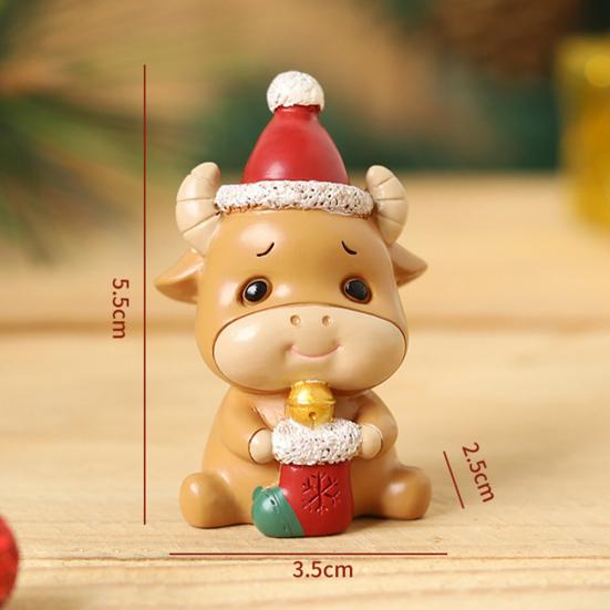 Puntos Home Christmas Cartoon Santa Elephant Resin Miniature Figurine Ornament Decor