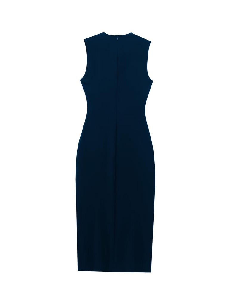 Women's European and American Style Sleeveless Midi Dress with Belt - Sexy Crew Neck for Spring