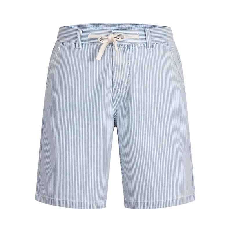 Navigare Men's Striped Loose Straight Denim Shorts