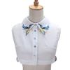 Women Shirt Fake Collar Tie Fashion Heavy Bird Embroidery Crystal Sewing Detacha